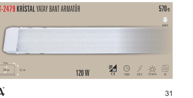 CATA CT-2479 · KRİSTAL YATAY BANT ARMATÜR