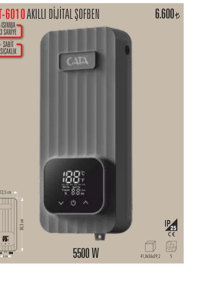 CATA CT-6010 · AKILLI DİJİTAL ŞOFBEN ISINMA SANİYE