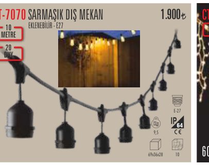 CATA CT-7070 · SARMAŞIK DIŞ MEKAN EKLENEBİLİR - E27 FLAŞLI