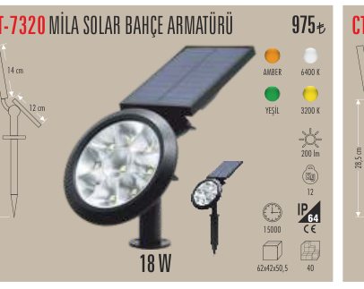 CATA CT-7320 · MİLA SOLAR BAHÇE ARMATÜRÜ