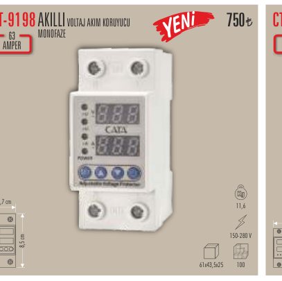 CATA CT-9198 · i N AKILLI E Y VOLTAJ AKIM KORUYUCU MONOFAZE AMPER